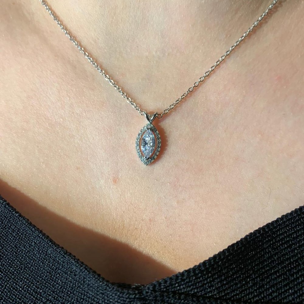 NEW Marquise 925 Silver Necklace